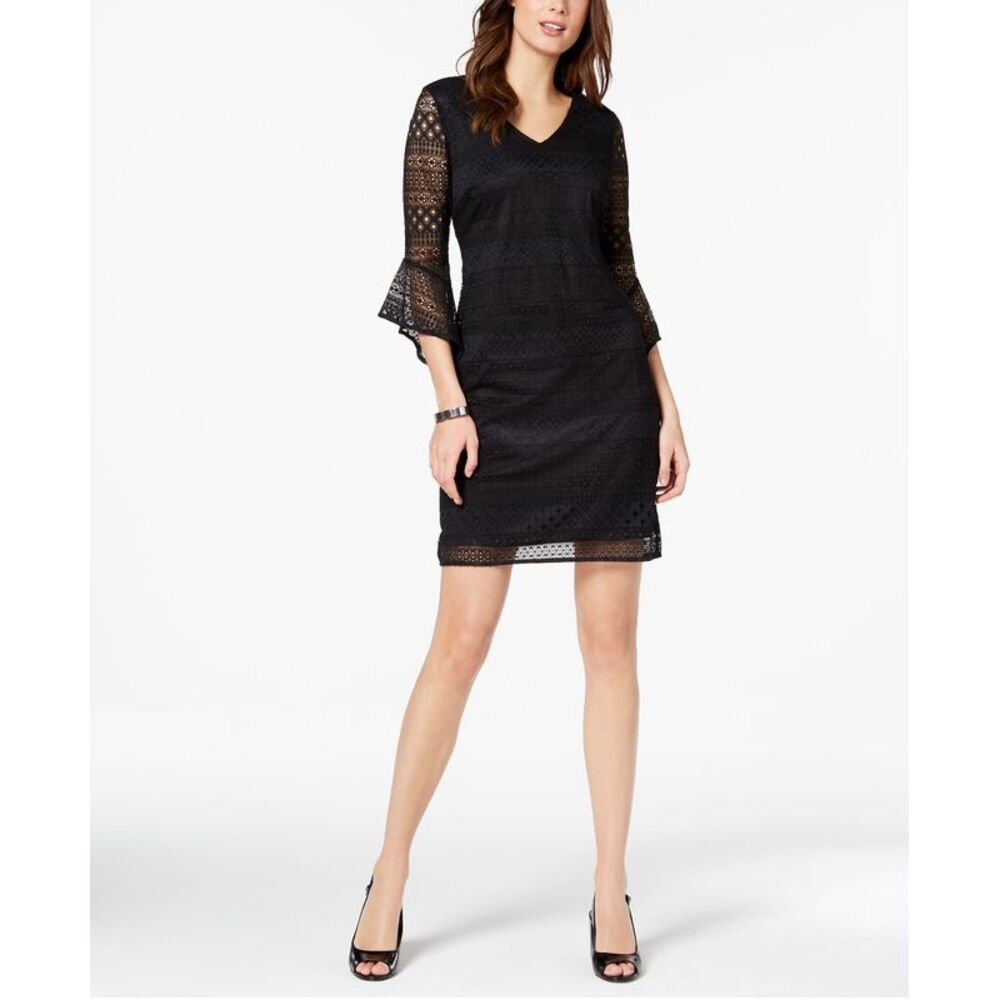 Alfani Bell Sleeve Lace Shift Dress